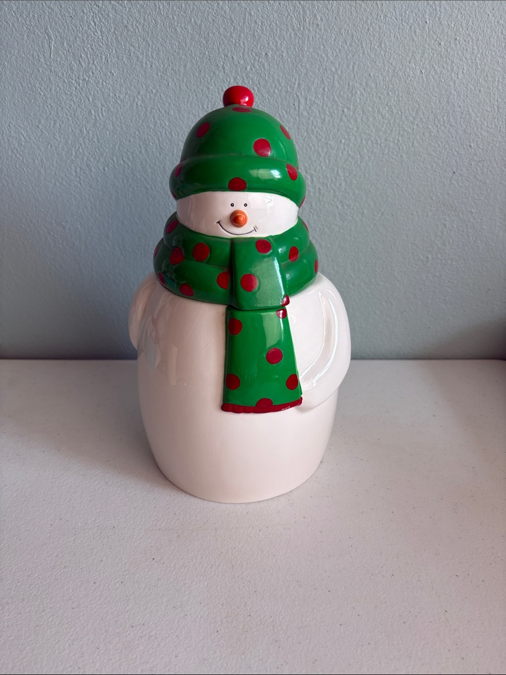 Houston Harvest Gift Products Holiday Snowman Cookie Jar Green & Red